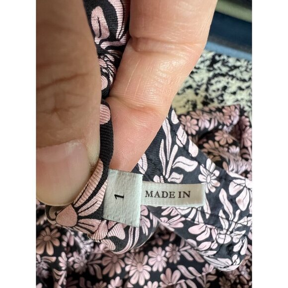 Sandro Helia silk crop top, black/pink, Size 1 - Picture 11 of 11